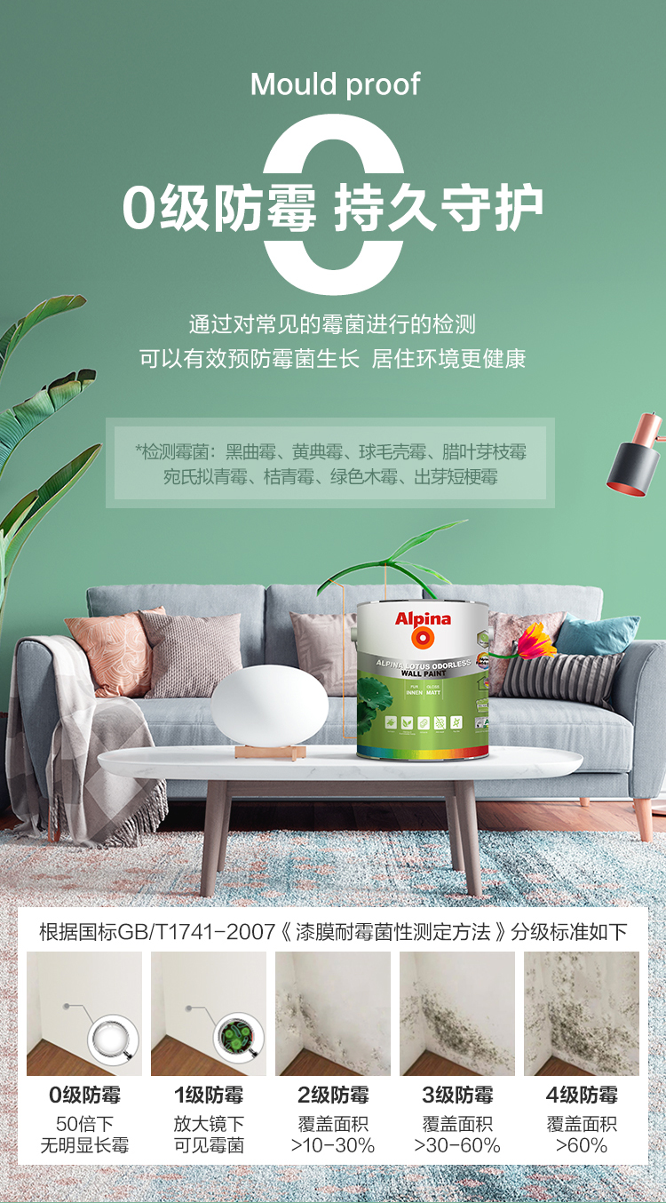 阿尔贝娜高洁荷叶净味墙面漆0级防霉